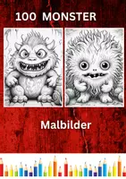 Vorschau - Mal- und Bastelvorlagen - 100 Monster Malbilder - Ausmalbilder für Kinder - Deckblatt