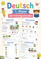 Vorschau - Unterrichtsreihen - Vertretungsstunden Deutsch Klasse 1 | 10 Arbeitsblätter - Deckblatt