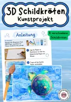 Vorschau - Mal- und Bastelvorlagen - Sommer Kunstprojekt 3D Schildkröte Nass in Nass Technik & Stempeln - Deckblatt