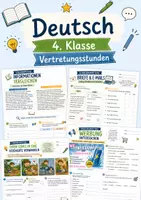 Vorschau - Stundenentwürfe - Deutsch Vertretungsstunden Klasse 4 | 10 sofort einsetzbare Arbeitsblätter - Deckblatt