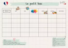 Vorschau - Spiele - Le petit bac - Stadt, Land, Fluss Französisch - drei Versionen: klassisch, Ferien, Grammatik - Seite 1