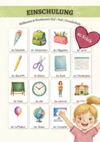 Vorschau - Bildkarten - Bildkarten und Wortkarten „Die Einschulung": Schulstart / DaZ / DaF / Wortschatz Grundschule (80 Karten mit Artikeln) - Deckblatt
