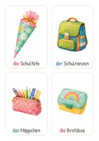 Vorschau - Bildkarten - Bildkarten und Wortkarten „Die Einschulung": Schulstart / DaZ / DaF / Wortschatz Grundschule (80 Karten mit Artikeln) - Seite 1