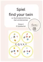 Vorschau - Stationenlernen - Materialpaket: Spielerische Einführung der Buchstaben mit find your twin - Deckblatt