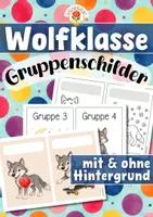 Vorschau - Stationenlernen - Wolfklasse - Gruppenschilder (Klassentier) - Deckblatt