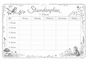 Vorschau - Poster - Stundenplan 1. Klasse Waldorfstyle – Farbe & Graustufen | mit und ohne Stundenzahlen - Seite 1