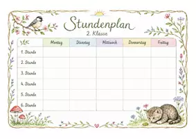 Vorschau - Poster - Stundenplan 2. Klasse Waldorfstyle – in Farbe & Graustufen | mit und ohne Stundenzahlen - Deckblatt