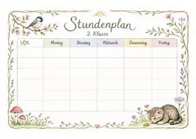 Vorschau - Poster - Stundenplan 2. Klasse Waldorfstyle – in Farbe & Graustufen | mit und ohne Stundenzahlen - Seite 2