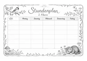 Vorschau - Poster - Stundenplan 2. Klasse Waldorfstyle – in Farbe & Graustufen | mit und ohne Stundenzahlen - Seite 3