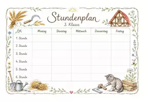 Vorschau - Poster - Stundenplan 3. Klasse Waldorfstyle – in Farbe & Graustufen | mit und ohne Stundenzahlen - Deckblatt