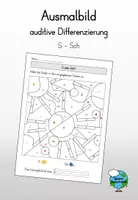 Vorschau - Arbeitsblätter - Ausmalbild - auditive Differenzierung S-Sch - Deckblatt