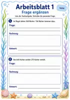 Vorschau - Arbeitsblätter - Sachaufgaben Fehlende Frage | Mathematik Klasse 3 | 6 Arbeitsblätter als PDF - Seite 1