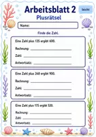 Vorschau - Arbeitsblätter - Zahlenrätsel Sachaufgaben | Mathematik Klasse 3 | 6 Arbeitsblätter als PDF - Seite 2