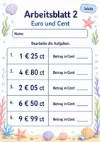 Vorschau - Arbeitsblätter - Geld Klasse 3 | Mathematik Klasse 3 | 6 Arbeitsblätter als PDF - Seite 2