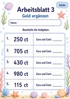Vorschau - Arbeitsblätter - Geld Klasse 3 | Mathematik Klasse 3 | 6 Arbeitsblätter als PDF - Seite 3