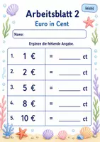 Vorschau - Arbeitsblätter - Euro Cent Klasse 3 | Mathematik Klasse 3 | 6 Arbeitsblätter als PDF - Seite 2