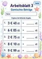 Vorschau - Arbeitsblätter - Euro Cent Klasse 3 | Mathematik Klasse 3 | 6 Arbeitsblätter als PDF - Seite 3