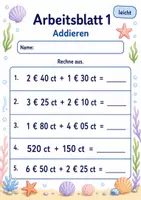 Vorschau - Arbeitsblätter - Geldbeträge Rechnen | Mathematik Klasse 3 | 6 Arbeitsblätter als PDF - Seite 1