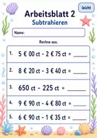 Vorschau - Arbeitsblätter - Geldbeträge Rechnen | Mathematik Klasse 3 | 6 Arbeitsblätter als PDF - Seite 2