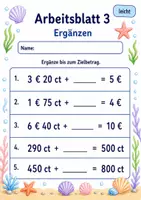 Vorschau - Arbeitsblätter - Geldbeträge Rechnen | Mathematik Klasse 3 | 6 Arbeitsblätter als PDF - Seite 3