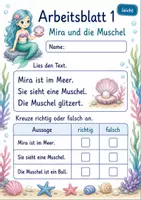 Vorschau - Arbeitsblätter - Mini-Lesetexte Klasse 1 – Meerjungfrauen lesen und verstehen | Deutsch Klasse 1 | 6 Leseübungen als PDF - Seite 1