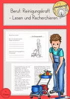 Vorschau - Arbeitsblätter - Lesen Recherchieren Berufe Reinigungsfachkraft - Deckblatt