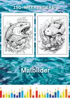 Vorschau - Spiele - 150 Meerestiere Malbilder - Ausmalbilder für Kinder - Deckblatt