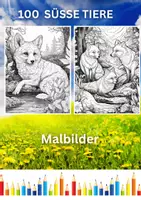 Vorschau - Mal- und Bastelvorlagen - 100 süsse Tiere Malbilder - Ausmalbilder für Kinder - Deckblatt