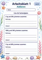 Vorschau - Arbeitsblätter - Sachaufgaben mit Gewichten | Mathematik Klasse 3 | 6 Arbeitsblätter als PDF - Seite 1
