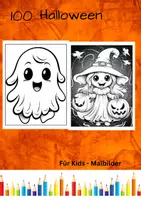 Vorschau - Mal- und Bastelvorlagen - 100 Halloween Malbilder - Ausmalbilder für Kinder - Deckblatt