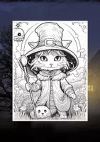 Vorschau - Spiele - 100 Halloween Katzenhexe Malbilder - Ausmalbilder für jedes Alter - Seite 2