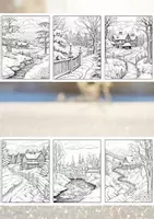 Vorschau - Mal- und Bastelvorlagen - 150 Winterlandschaft Malbilder - Ausmalbilder für jedes Alter - Seite 1