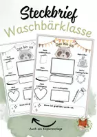 Vorschau - Arbeitsblätter - Steckbrief Waschbärklasse - Deckblatt