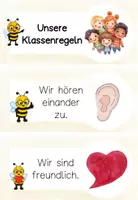 Vorschau - Präsentationen/Tafelbilder - Klassenregeln Bienenklasse 🐝 | Klassentier Biene | Regelplakate für ein friedliches Miteinander | Grundschule - Seite 1