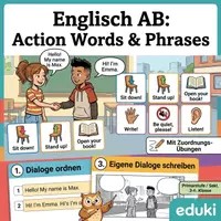 Vorschau - Arbeitsblätter - Action words and Classroom Phrases - Deckblatt