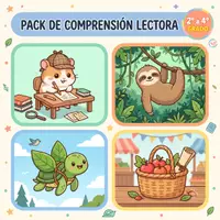 Vista previa - Hojas de trabajo - Comprensión Lectora: Pack 4 Divertidos Cuentos (2º a 4º) - Portada