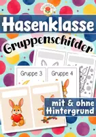 Vorschau - Stationenlernen - Hasenklasse - Gruppenschilder (Klassentier) - Deckblatt