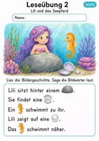 Vorschau - Arbeitsblätter - Lesen mit Bildern Klasse 1 – Meerjungfrauen-Bildgeschichten | Deutsch Klasse 1 | 6 Leseübungen als PDF - Seite 2