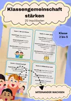 Vorschau - Aufgabenkarten - Impulskarten: Klassengemeinschaft stärken / Klasse 2-5 - Deckblatt