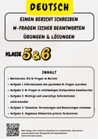Vorschau - Arbeitsblätter - Einen Bericht schreiben W-Fragen sicher beantworten Übungen & Lösungen Klasse 5 & Klasse 6 - Deckblatt