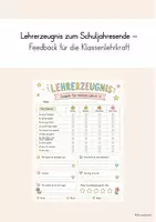 Vorschau - Arbeitsblätter - Lehrerzeugnis - Feedback am Schuljahresende (Evaluation) - Deckblatt