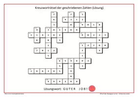 Vorschau - Arbeitsblätter - Zahlen ausschreiben: Kreuzworträtsel der geschriebenen Zahlen - Seite 1