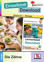 Vorschau - Arbeitsblätter - Lernwerkstatt Gesundheit - Zähne | Biologie Sekundarstufe Klasse 5-7 | Zahnarzt, Nahrungsaufnahme, Verdauung | differenzierte Arbeitsblätter, Kopiervorlagen, Freiarbeit mit Lösungen - Deckblatt
