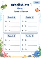 Vorschau - Arbeitsblätter - Rechentabellen Minus bis 10 | Mathematik Klasse 1 | 7 Arbeitsblätter als PDF - Seite 1