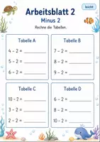 Vorschau - Arbeitsblätter - Rechentabellen Minus bis 10 | Mathematik Klasse 1 | 7 Arbeitsblätter als PDF - Seite 2