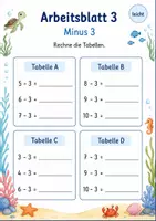 Vorschau - Arbeitsblätter - Rechentabellen Minus bis 10 | Mathematik Klasse 1 | 7 Arbeitsblätter als PDF - Seite 3