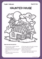 Vorschau - Arbeitsblätter - Read & Color Halloween – 4 Englisch Arbeitsblätter (Klasse 5/6) - Seite 1