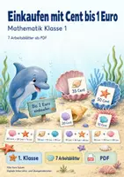 Vorschau - Arbeitsblätter - Einkaufen mit Cent bis 1 Euro | Mathematik Klasse 1 | 7 Arbeitsblätter als PDF - Deckblatt