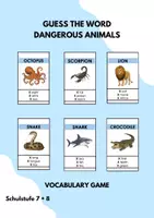Vorschau - Bildkarten - DANGEROUS ANIMALS Guess The Word (More 3 Unit 4) Vocabulary Game - Deckblatt