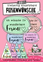 Vorschau - Mal- und Bastelvorlagen - Ferienwünsche in verschiedenen Designs - Deckblatt
